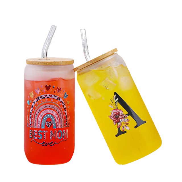 500ml Glasses Cup With Lid And Straw