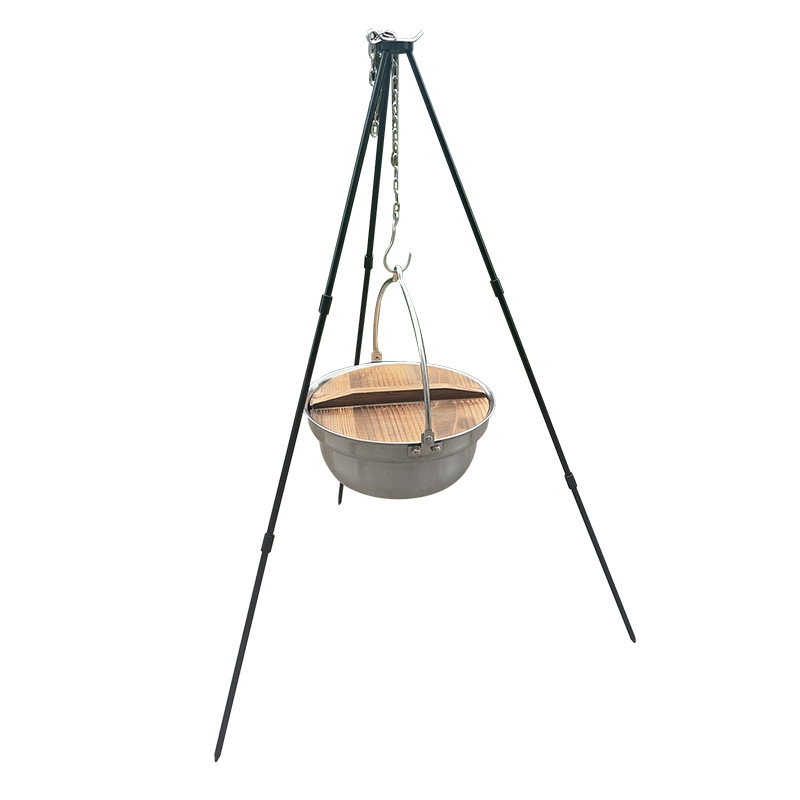 4.5l horno de camping con tapa de madera trípode colgante