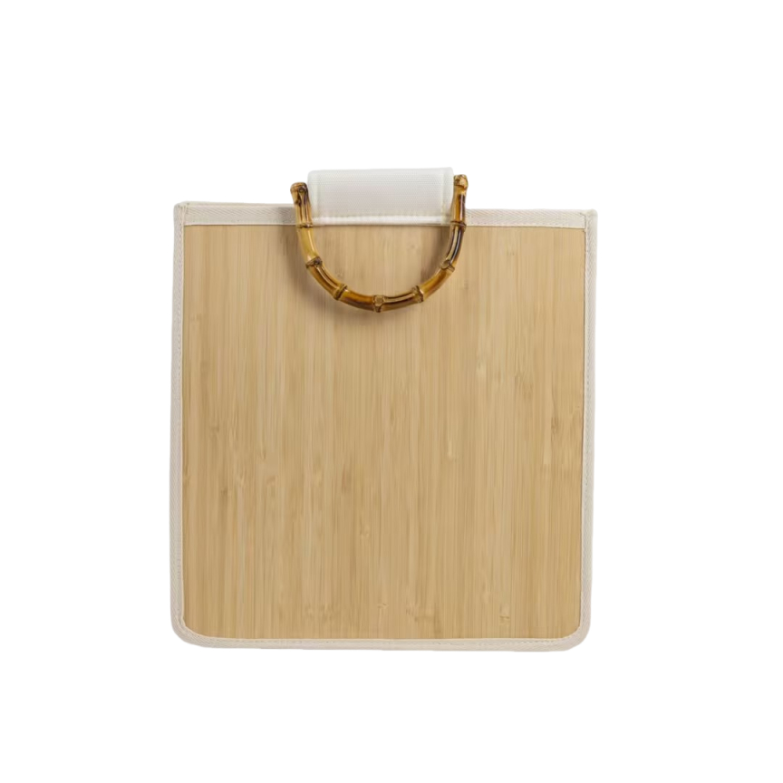 Bolso de tote de fibra natural ecológico con mango de bambú