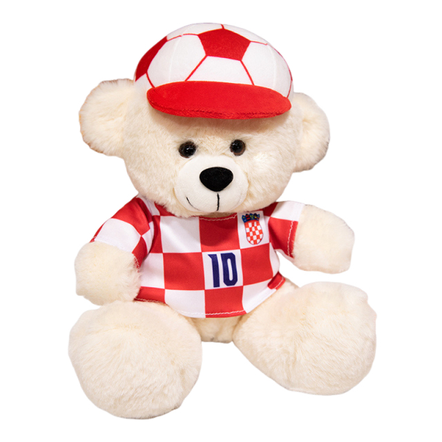 Peluche ours en jersey de football et chapeau