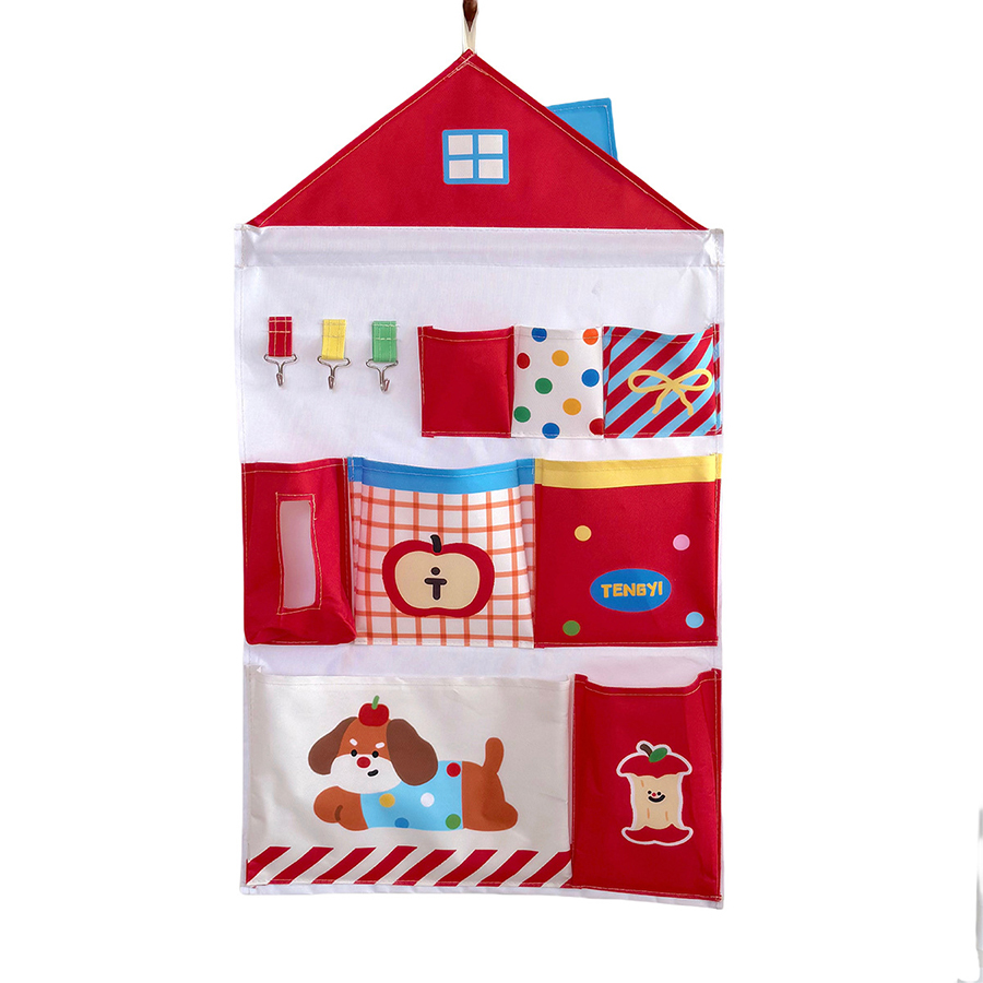 Full Color Full Size Printed House Shape 8 Pockets Hanging Storage Bag