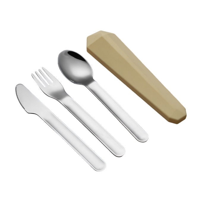 Stainless Steel Spoon Fork Knife Utensil Set Pack In Silicone Case