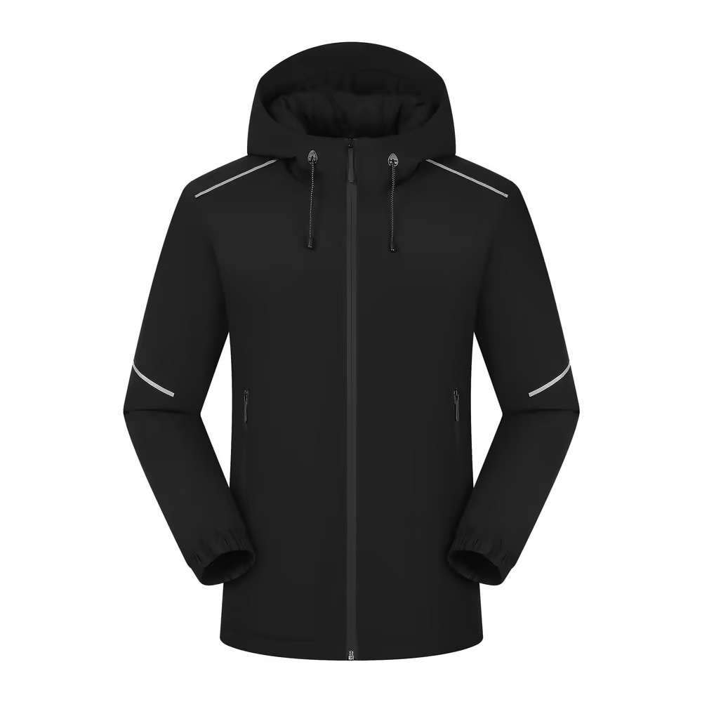 Water Proof Rain Shell Jacket With Reflective Strips For Night Visibility