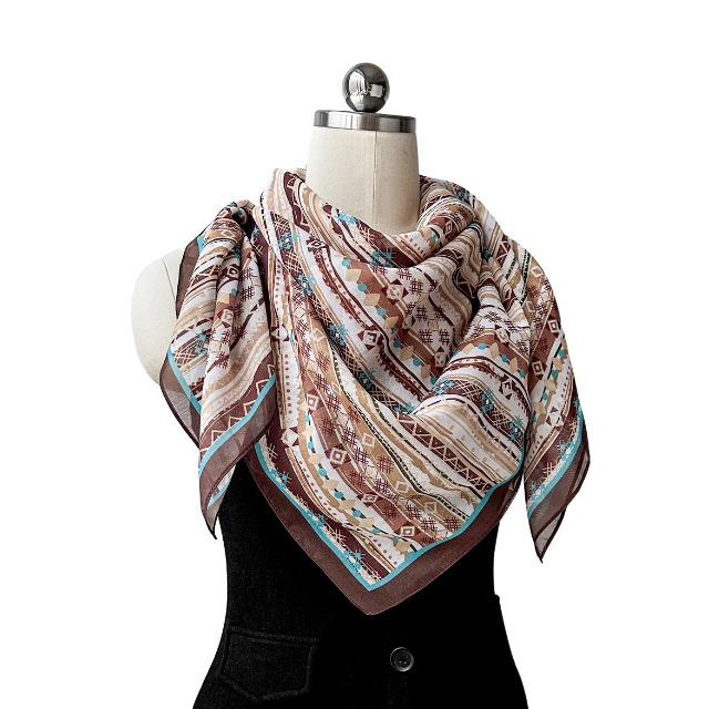 42en carré écharpe ethnique accessoire léger polyester châle bohème
