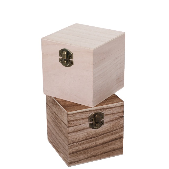4in Cubic Wood Crate Box