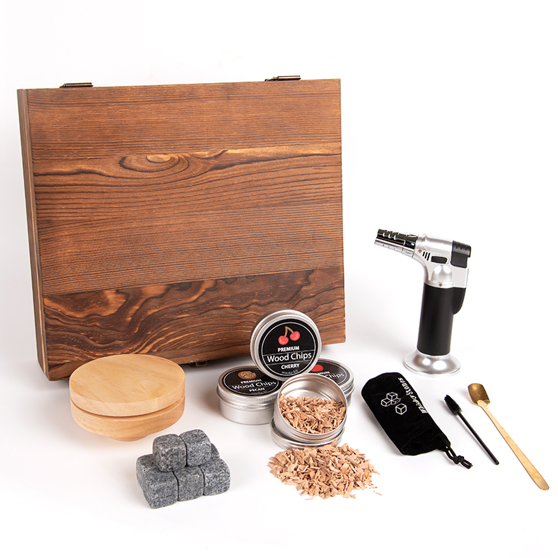 Cocktail Smoker Gun Kit Wooden Box Gift Set