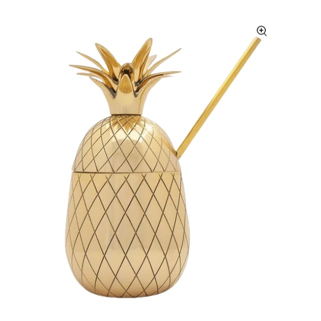17oz copa de forma de piña de acero inoxidable con paja