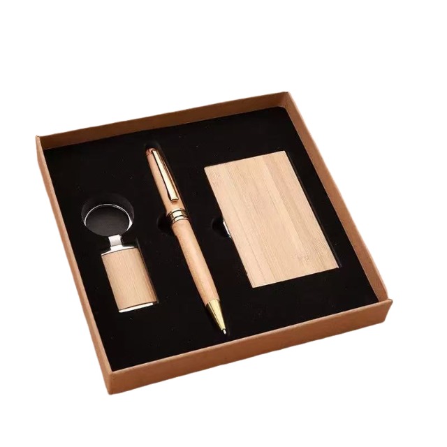 Llavero de madera llavero nombre tarjeta titular 3pcs kit con caja