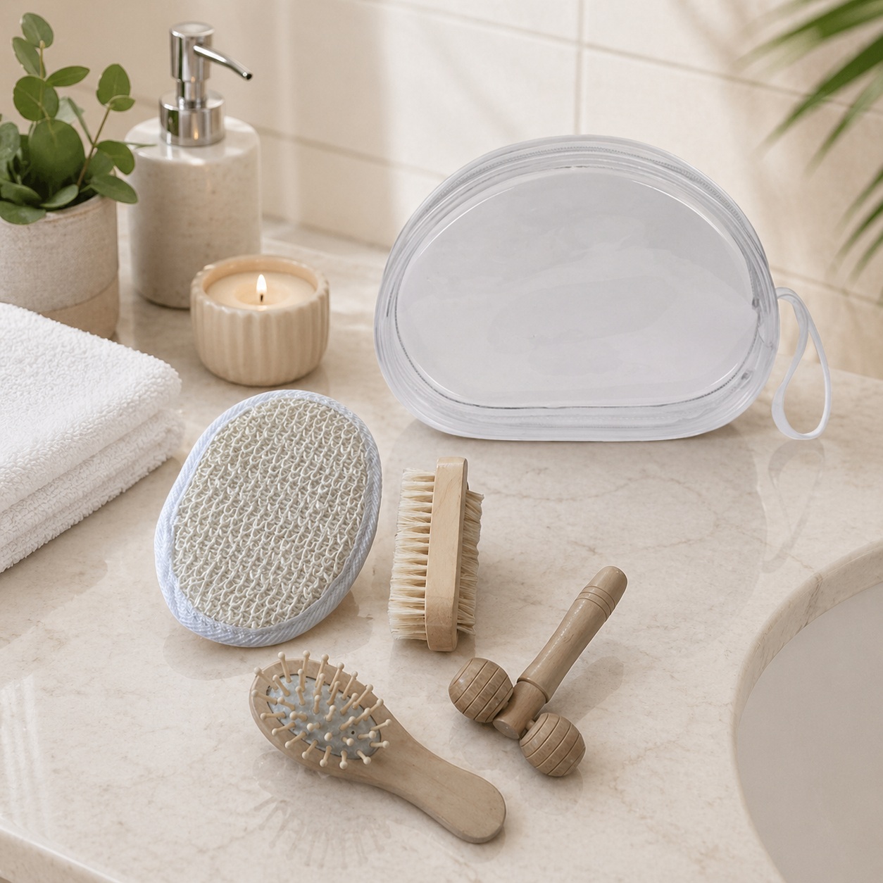 Kit de bain 4pcs sac de voyage pvc