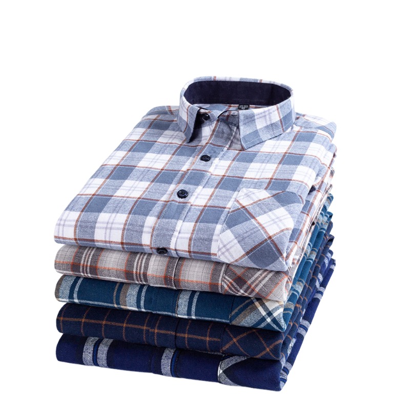 Chemise homme à manches longues en coton brossé