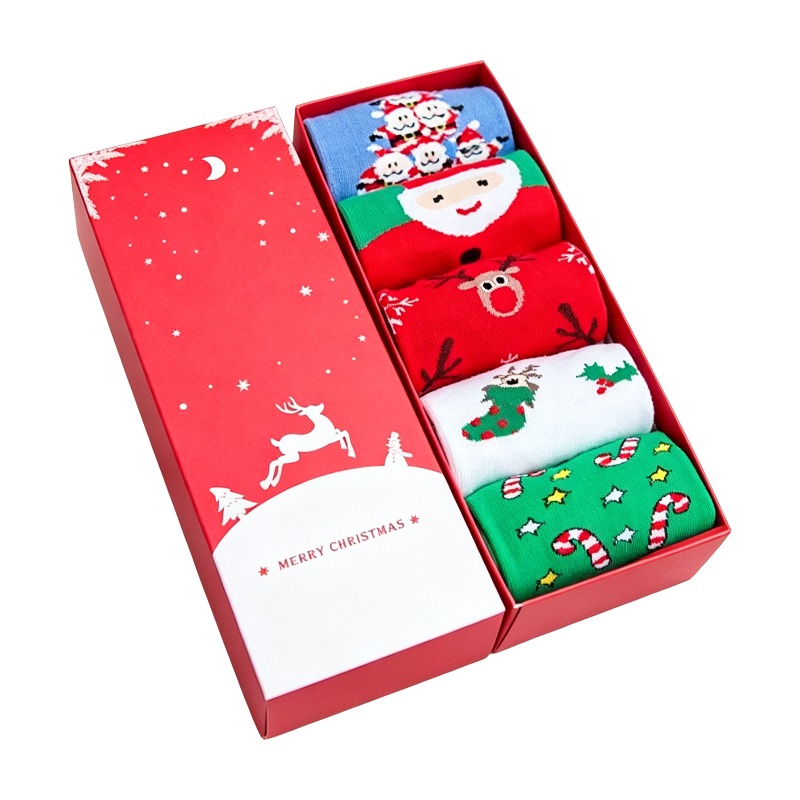 Pack Of 5 Pairs Christmas Socks With Full Custom Gift Box