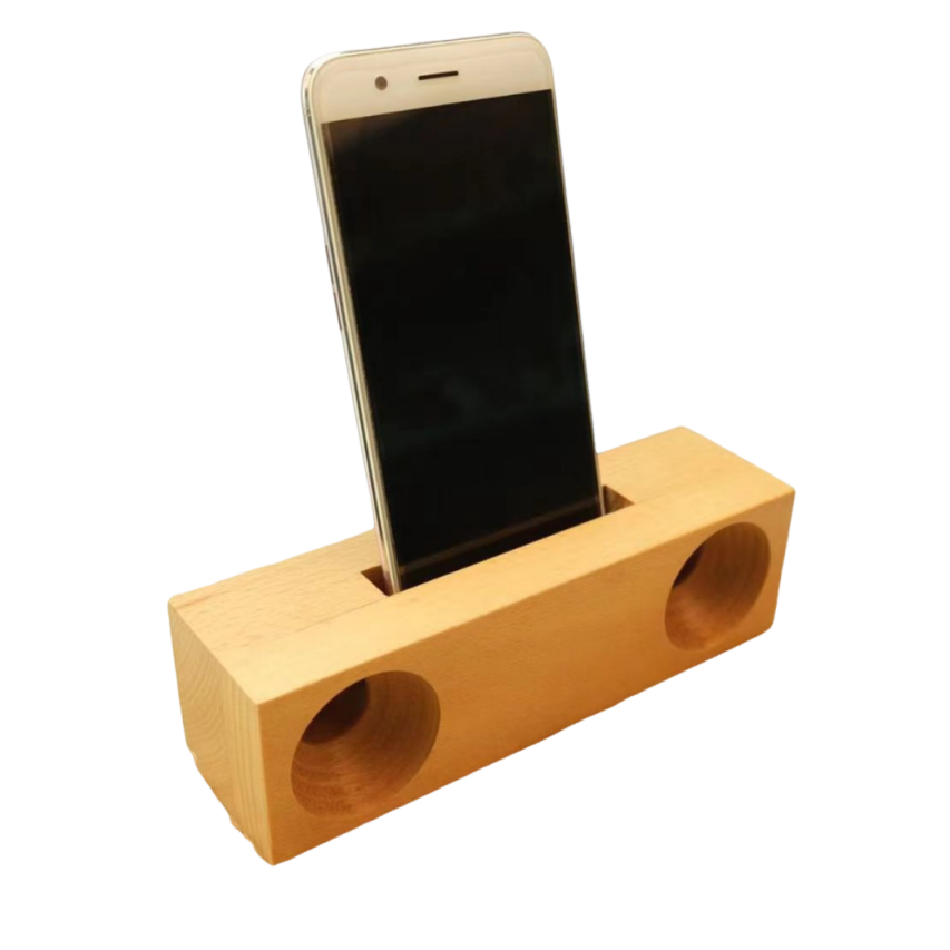 Amplificador de sonido de soporte de madera