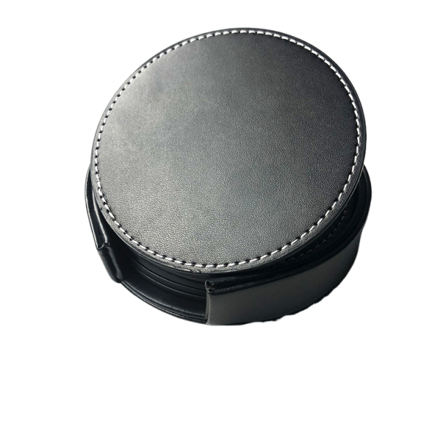 Sous-verres en cuir pu 5pcs avec support