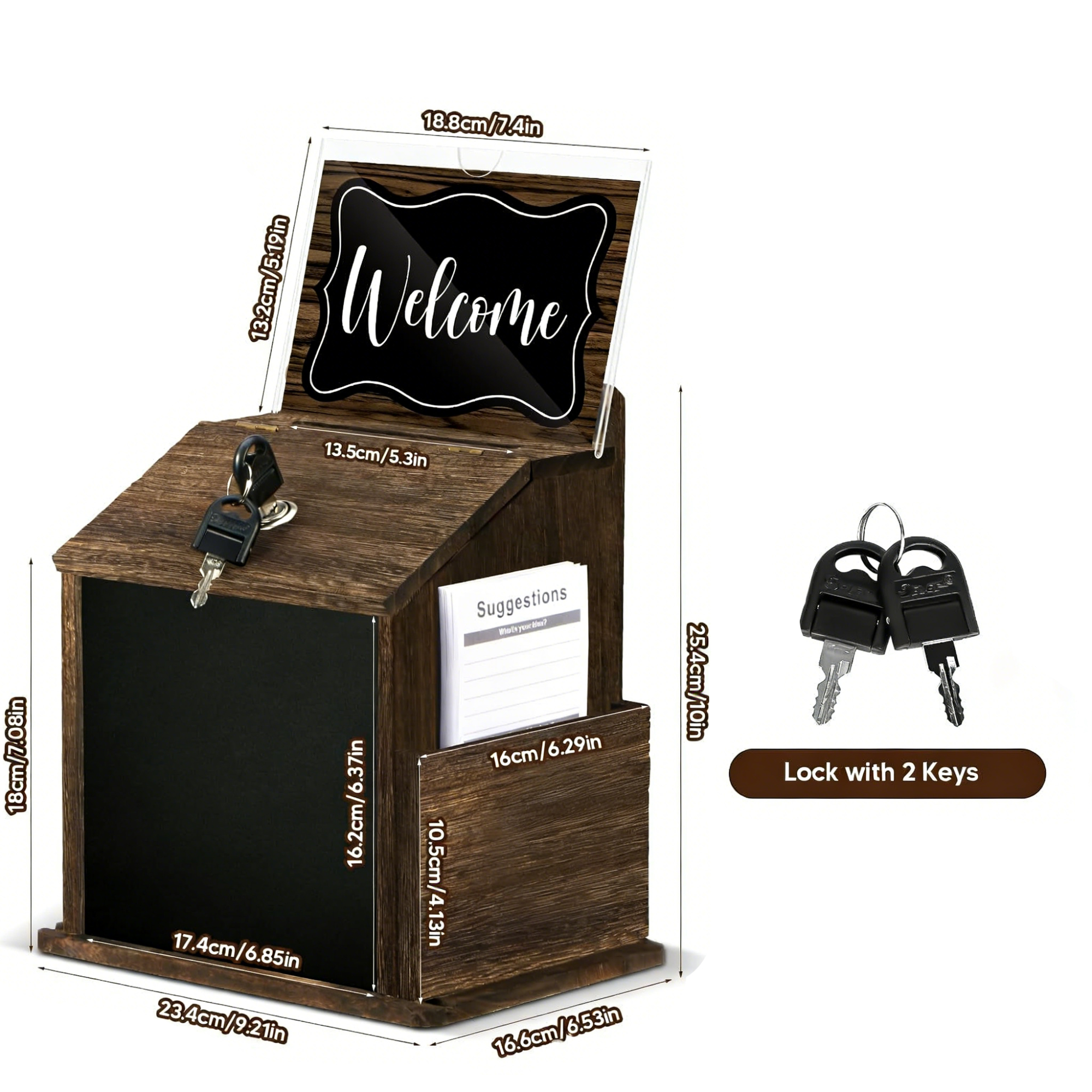 Boleta de madera con ranura y cerradura
