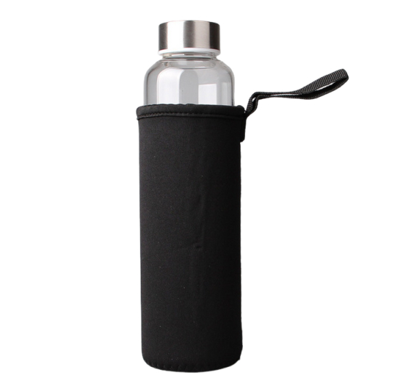 Botella de vidrio de 500 ml con mosquetón