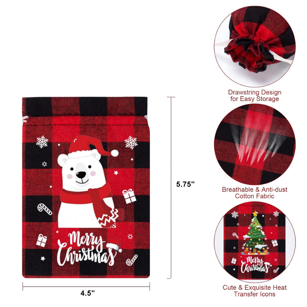 Pochette à cordons de buffle de noël
