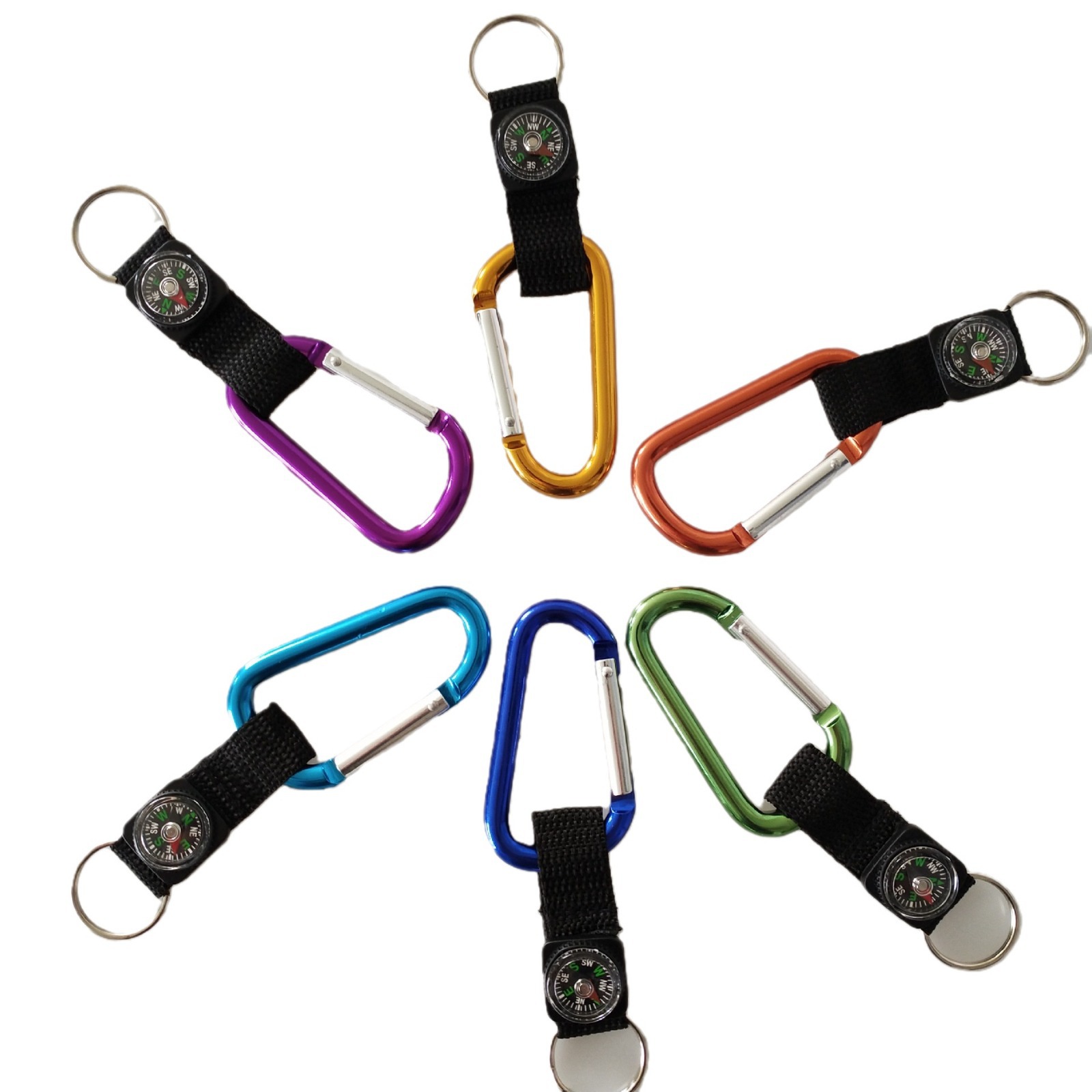 Porte-clés mousqueton avec mini boussole