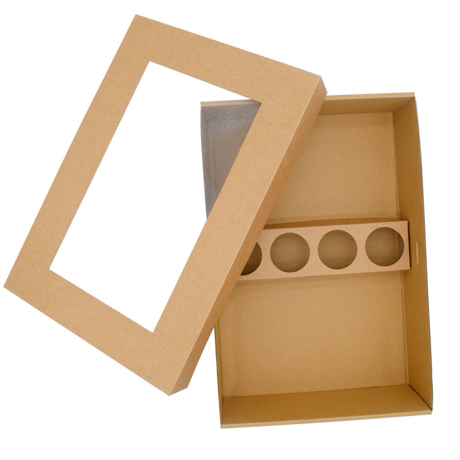 Kraft caja de pastoreo con tapa de ventana