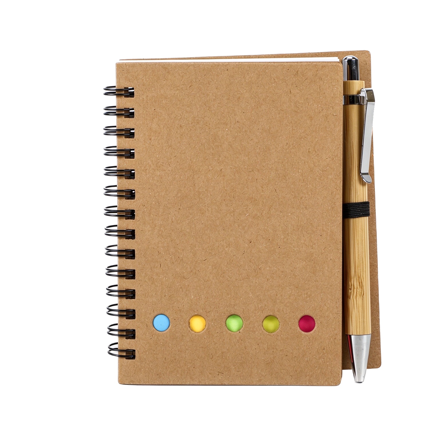 Ensemble kraft spiral avec stylo en bambou