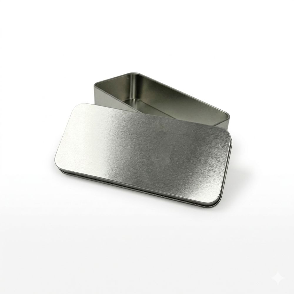 Hingeless Rectangular Tin Container — Pad Printing