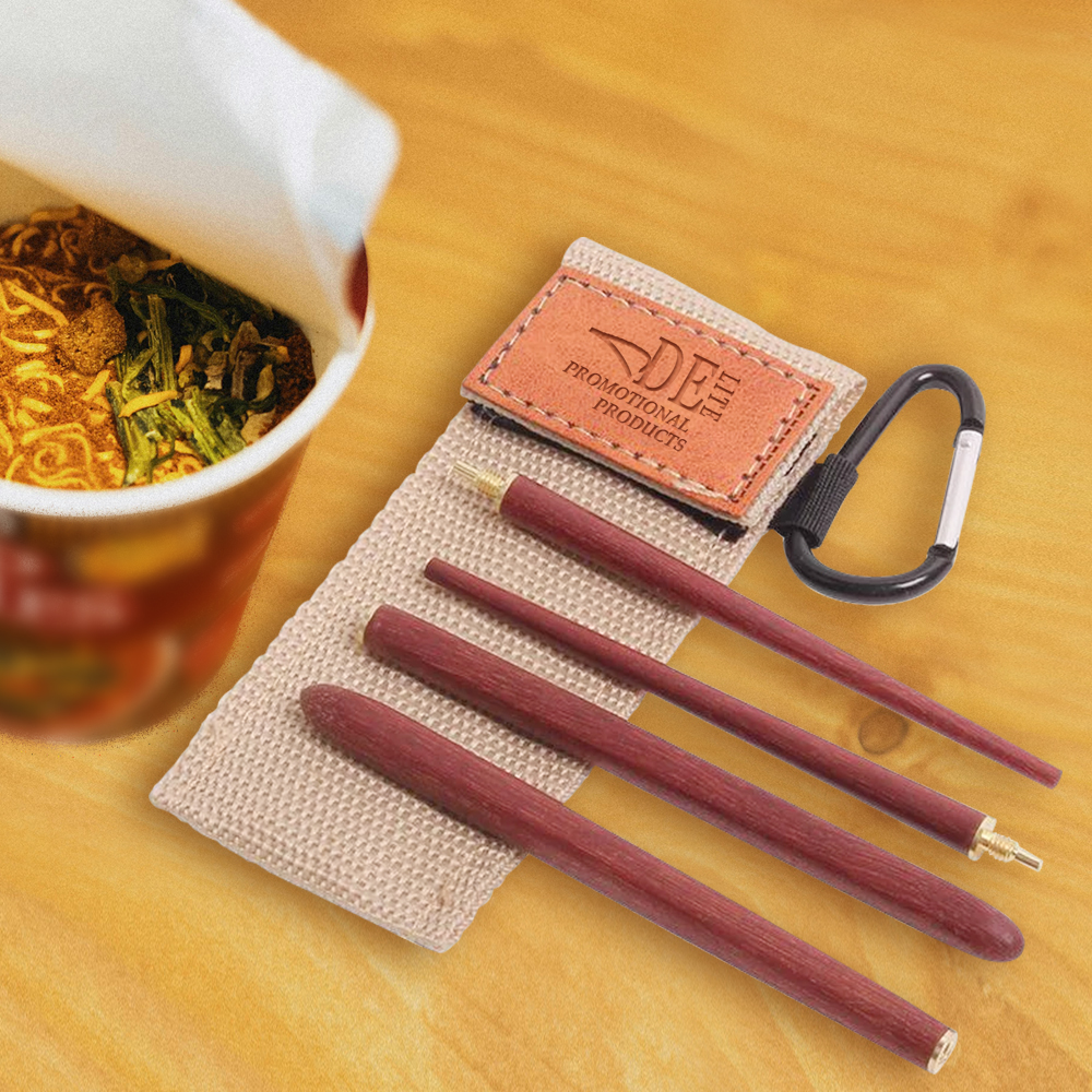 Collapsible Wooden Chopstick In A Pouch