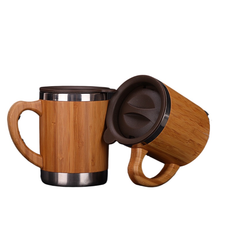 Tasse à café en bambou avec couvercle