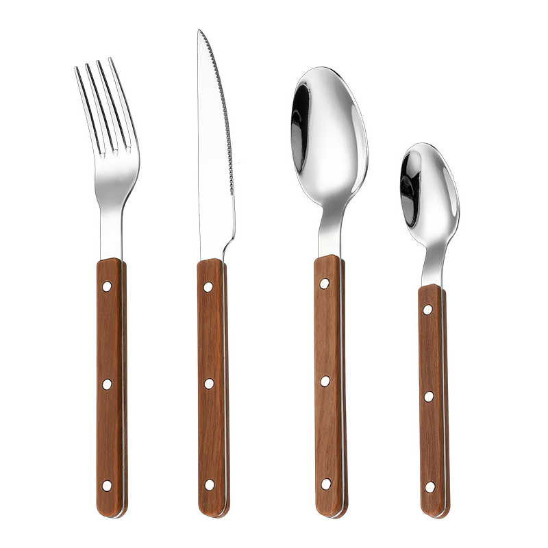 Utensilios de madera de imitación 4 piezas con bolsa de algodón