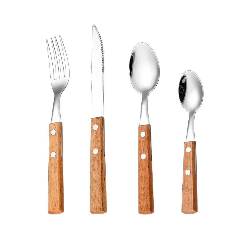 Utensilios de madera de 4 piezas en bolsa de algodón