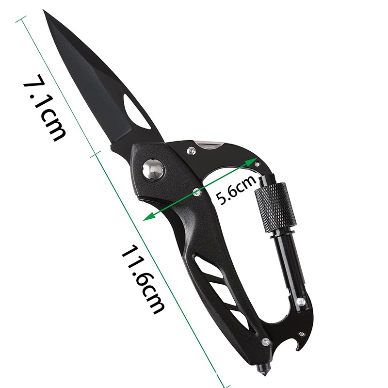 Mosquetón multifunción con mini cuchillo plegable