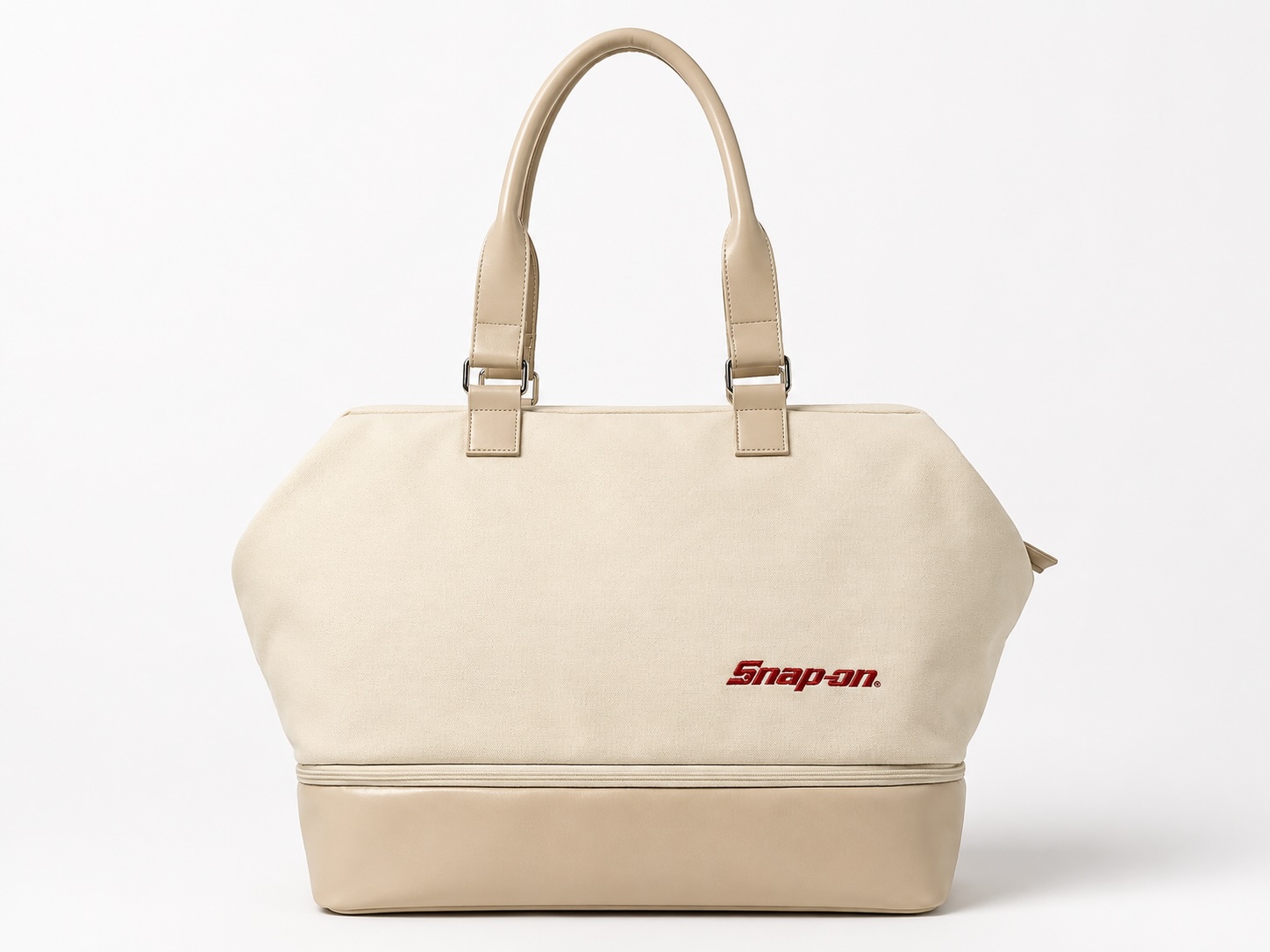 Canvas Tote Bag With Faux Leather Bottom
