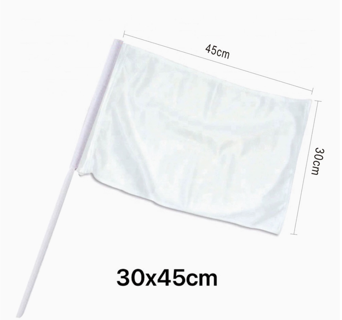 Bandera blanca impresa de un lado, estilo tejido a mano