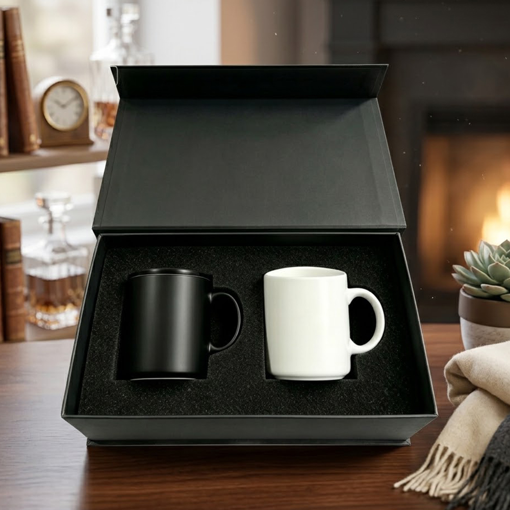 2 pcs blanc cadeau emballage tasse en céramique