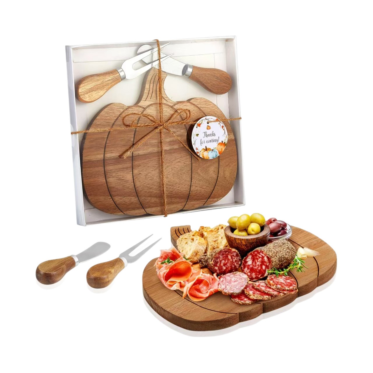 Pumpkin Shaped Wooden Cheese Board