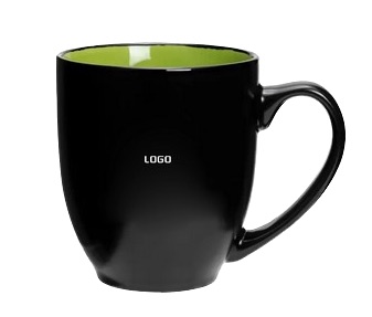 Copa de cerámica negra brillante 14oz