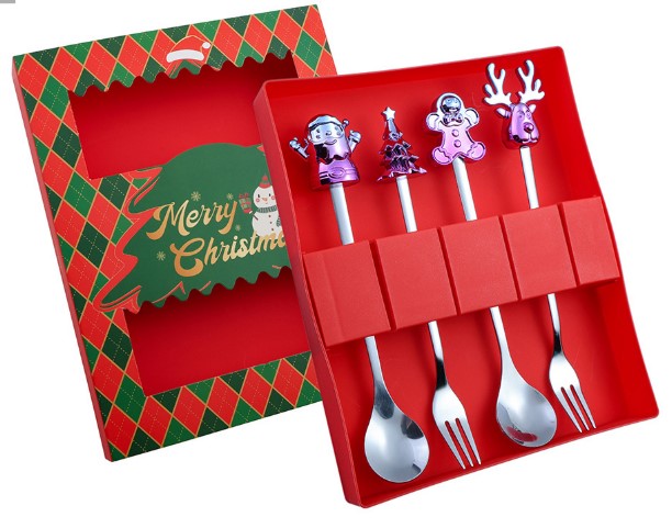 4pcs cuillère de noël et fourchette