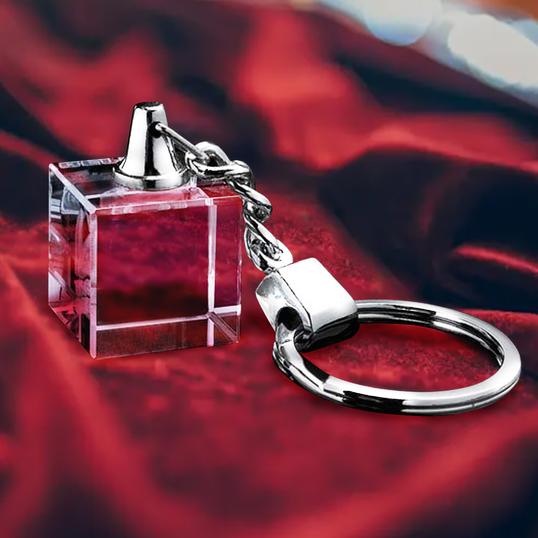Cubo de cristal llavero