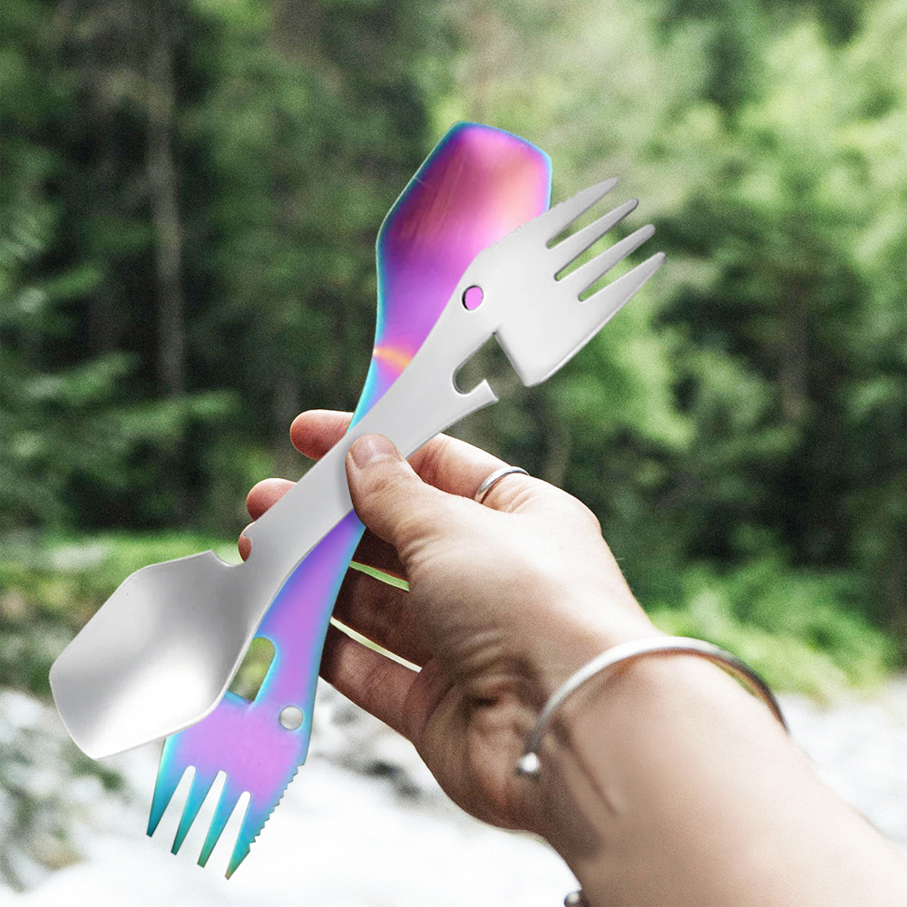 Spork exterior multifuncional de acero inoxidable