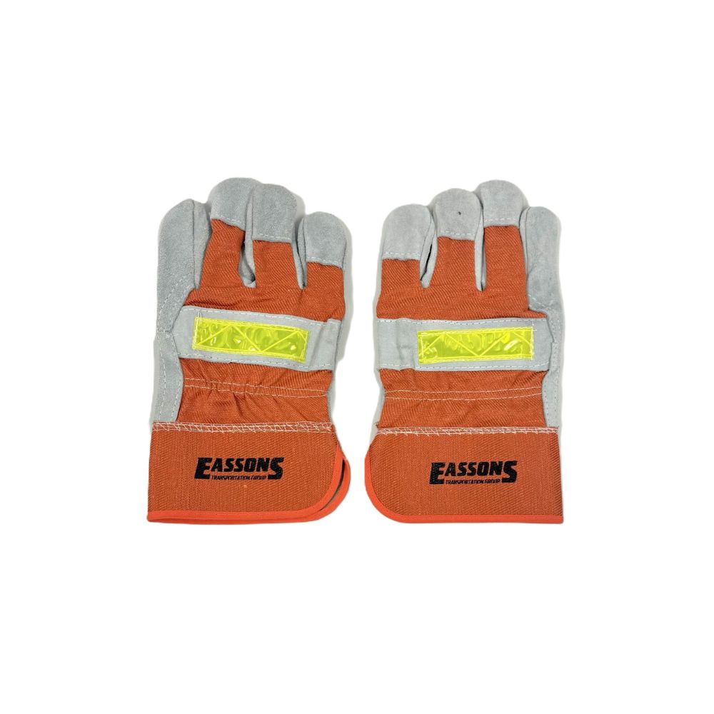 Gants de sécurité en cuir fendue avec bande réfléchissante orange