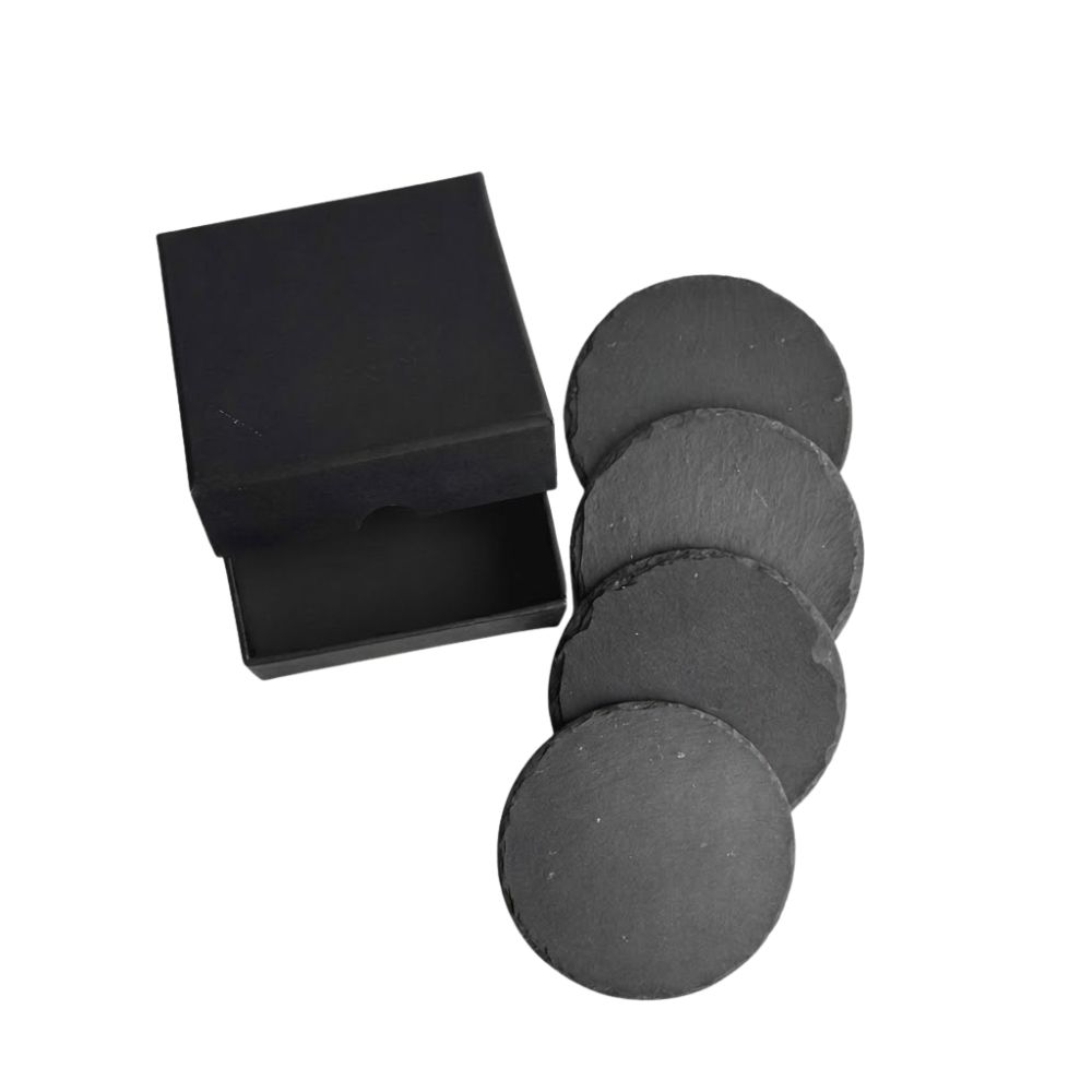 Costado de pizarra redonda (conjunto de 4)