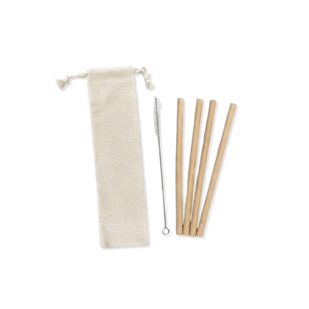 Pailles de bambou/brosse en sachet de coton