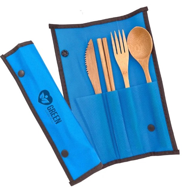 Azul bambú utensil conjunto