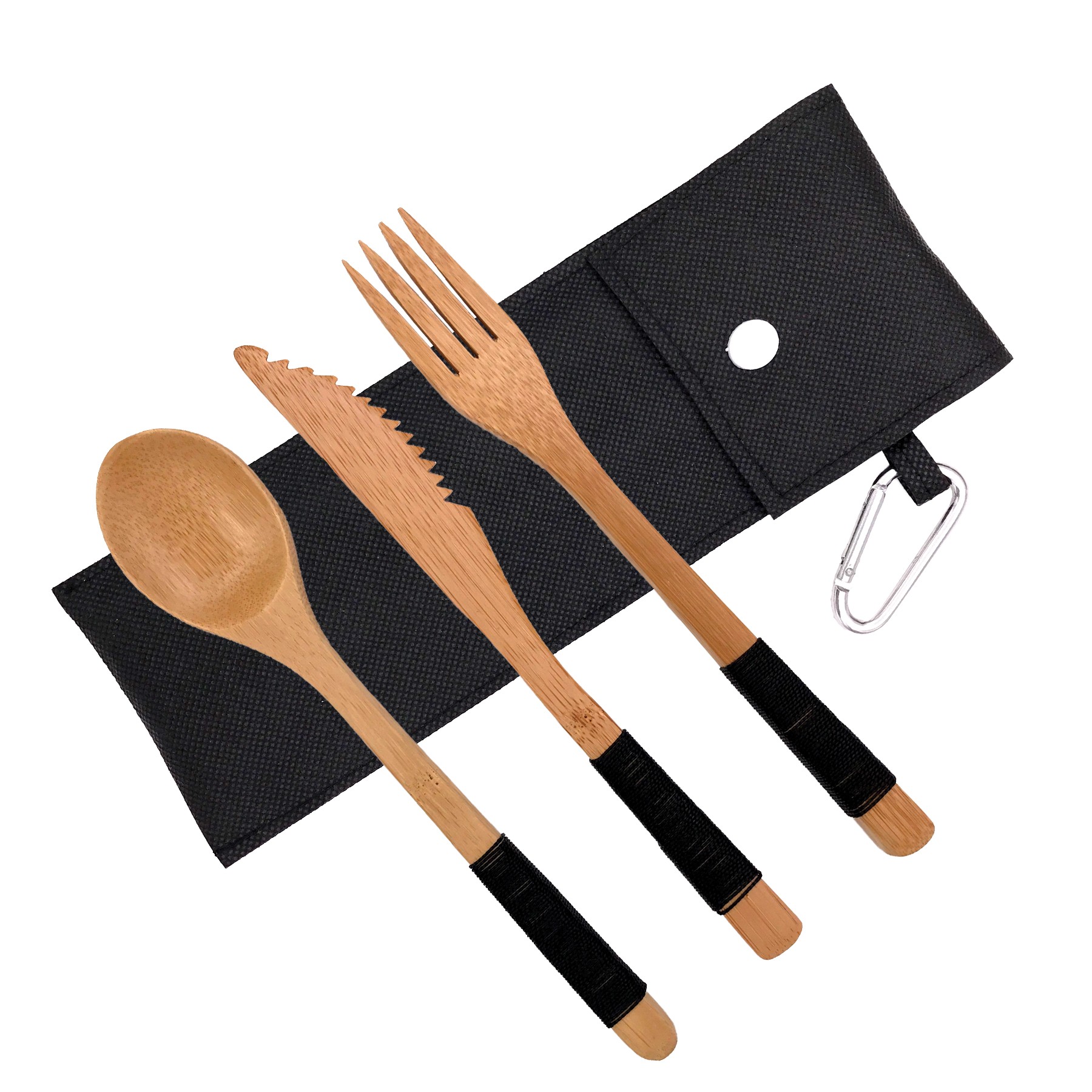 Bambú utensil / cortador conjunto con bolsa