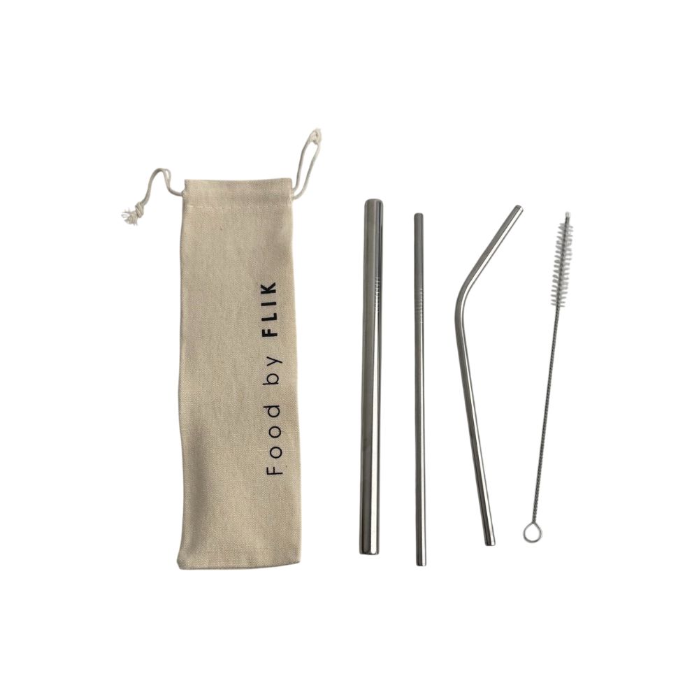 Kit de paja y bolsa de acero inoxidable