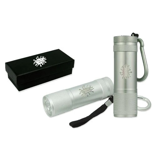 9 led lampe de poche avec boîte cadeau noire