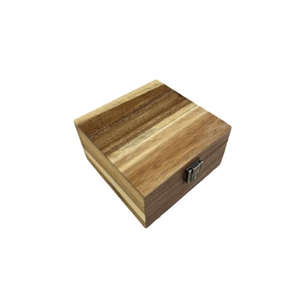Caja de regalo de madera de acacia 4.75 x 4.75 x 2.75 pulgadas