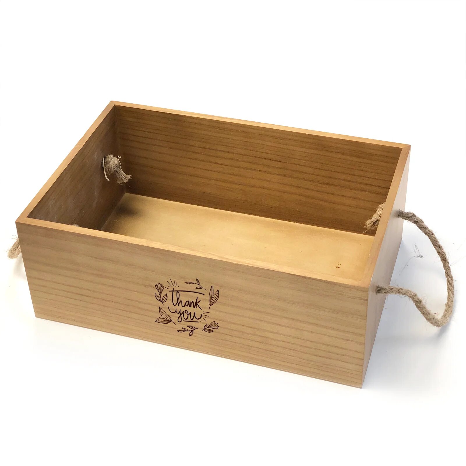 Caja de madera con mangos de cuerda 12 x 8
